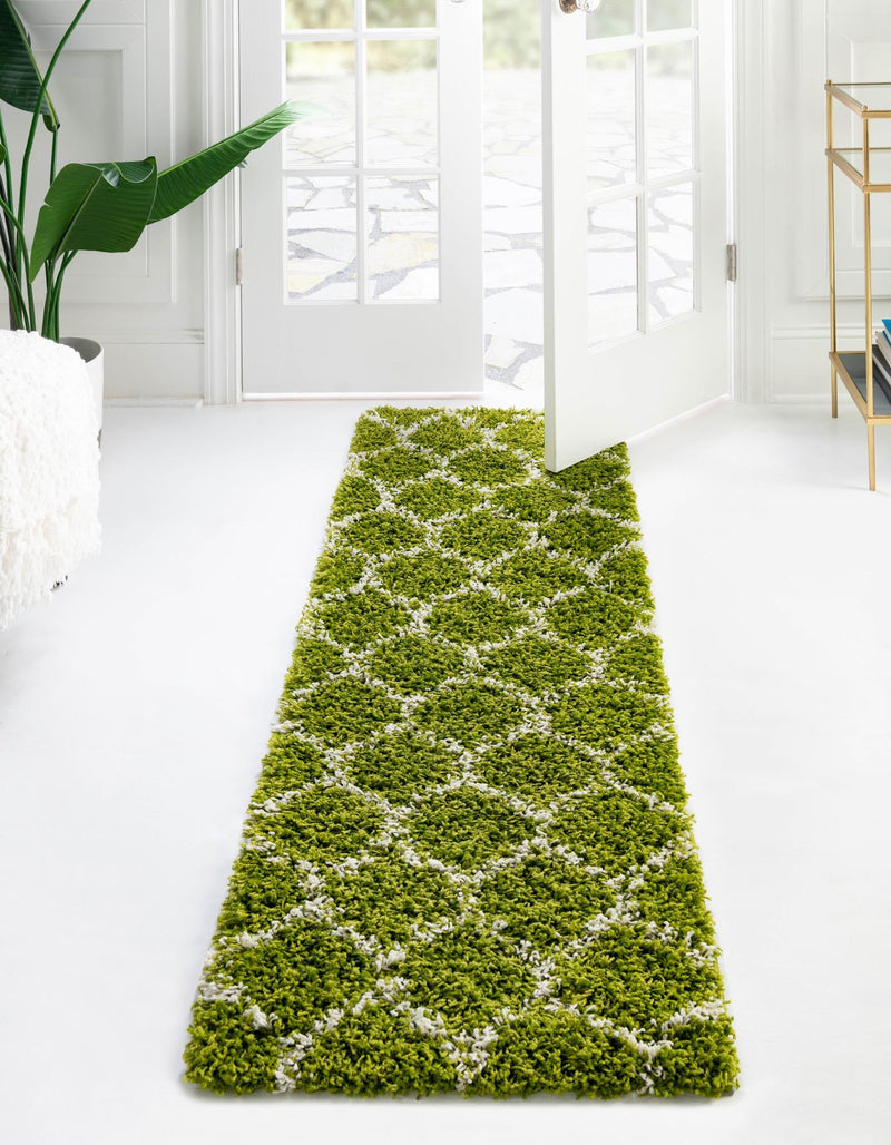 Lattice Loft Shag Collection Area Rug - Chelsea (Green) Runner Green lifestyle 0