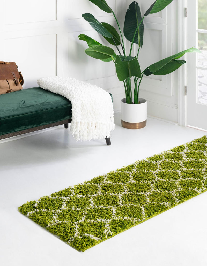 Lattice Loft Shag Collection Area Rug - Chelsea (Green) Runner Green lifestyle 2