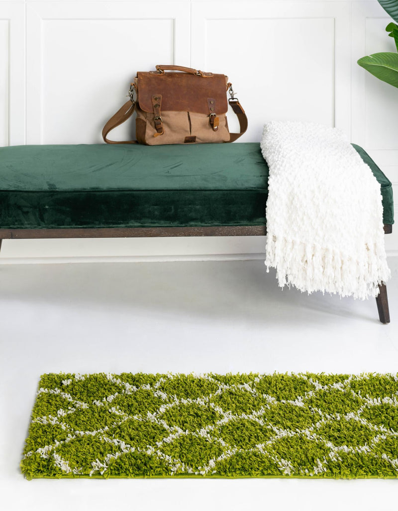 Lattice Loft Shag Collection Area Rug - Chelsea (Green) Runner Green lifestyle 3