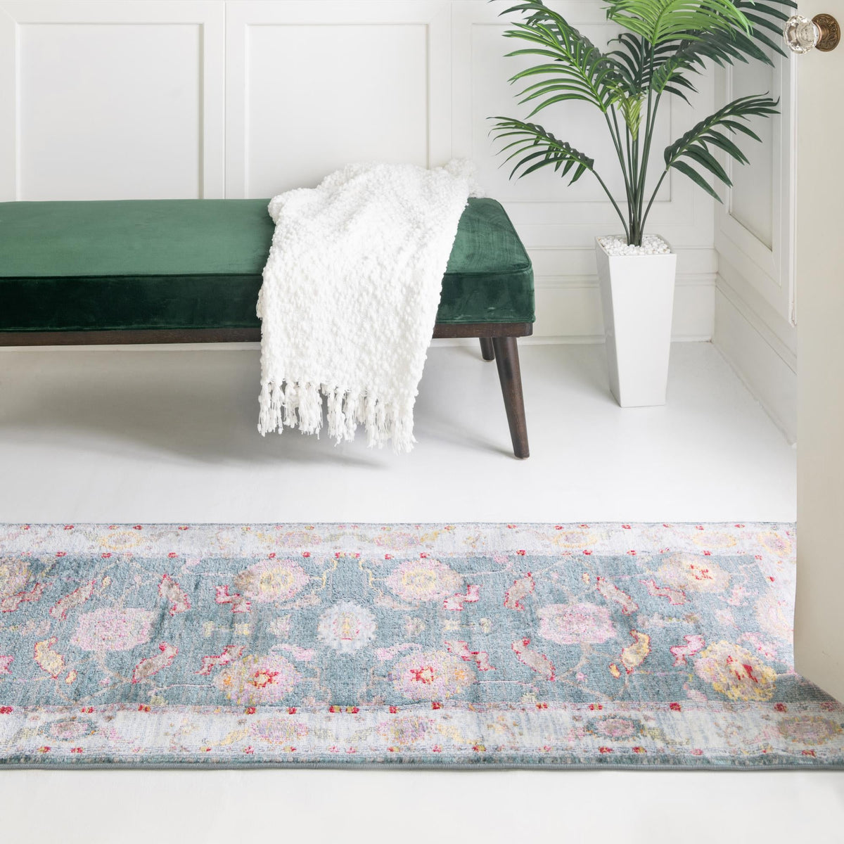 Arcadia Rugs Collection Area Rug - Eden (Gray and Blue) Runner Gray and Blue lifestyle 62