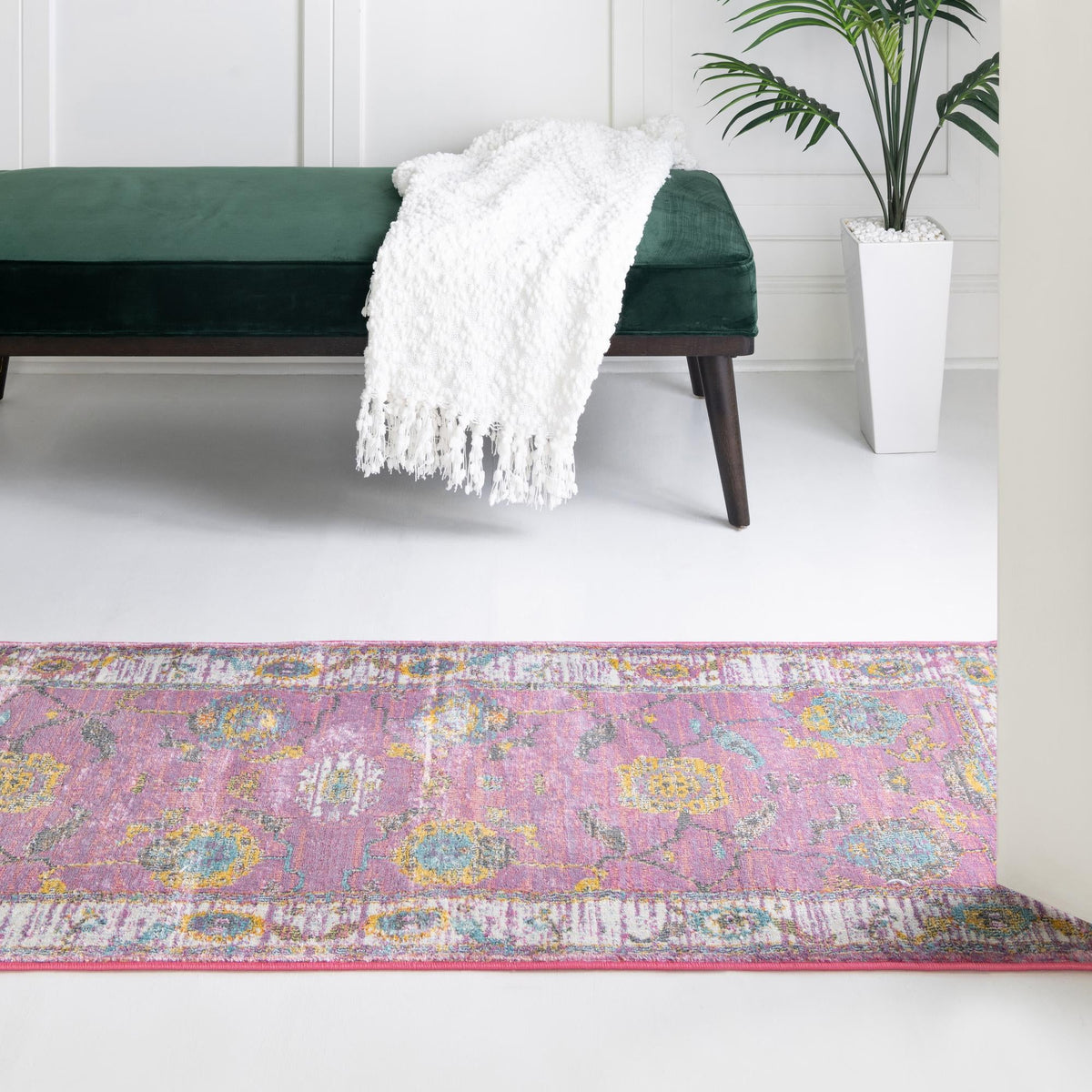 Arcadia Rugs Collection Area Rug - Eden (Pink) Runner Pink lifestyle 64