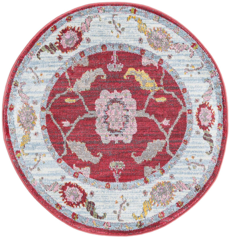Arcadia Rugs Collection Area Rug - Eden (Red) Round Red lifestyle 13