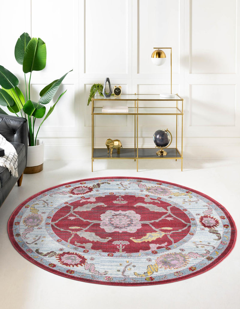 Arcadia Rugs Collection Area Rug - Eden (Red) Round Red lifestyle 18