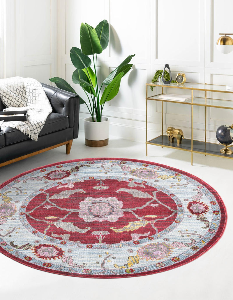 Arcadia Rugs Collection Area Rug - Eden (Red) Round Red lifestyle 23