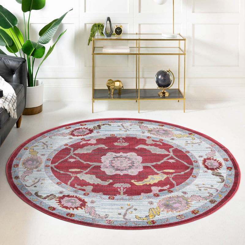 Arcadia Rugs Collection Area Rug - Eden (Red) Round Red lifestyle 52