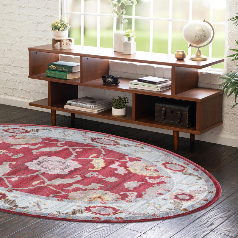 Arcadia Rugs Collection Area Rug - Eden (Red) Oval Red lifestyle 59