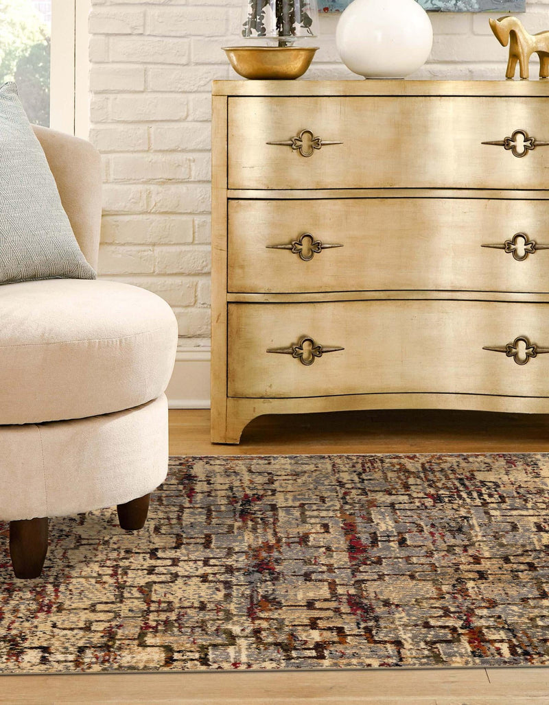 Neptune Elegance Collection Area Rug - Proteus Square Beige Cream lifestyle 58