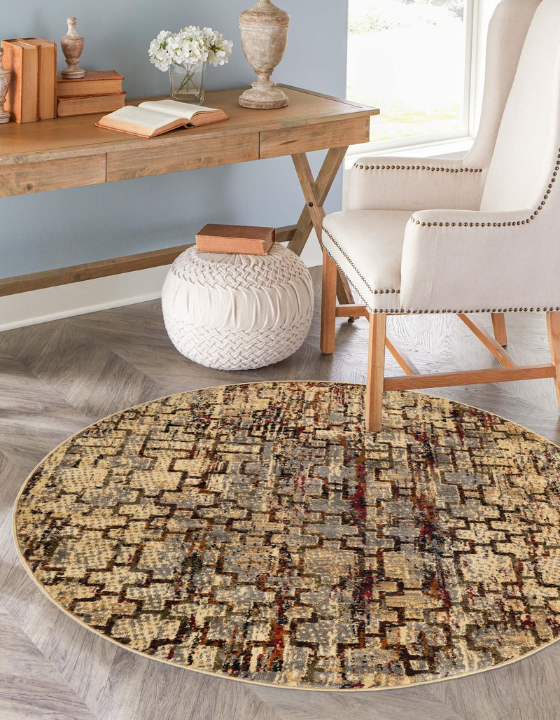 Neptune Elegance Collection Area Rug - Proteus Round Beige Cream lifestyle 40