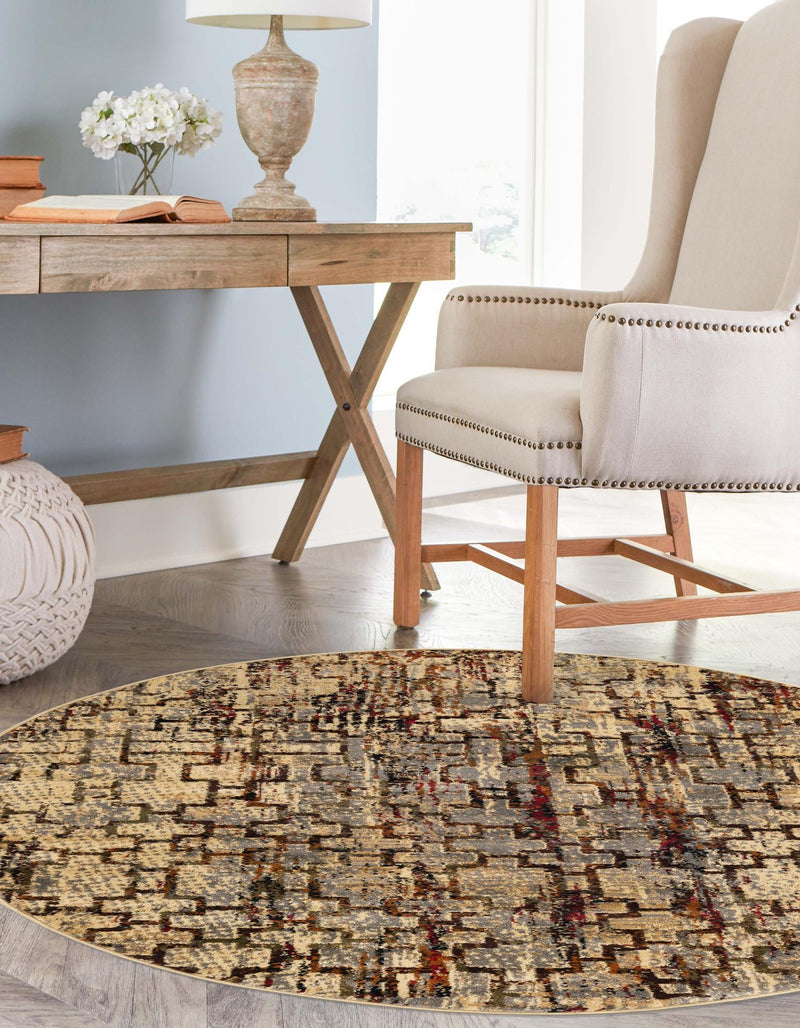 Neptune Elegance Collection Area Rug - Proteus Round Beige Cream lifestyle 47