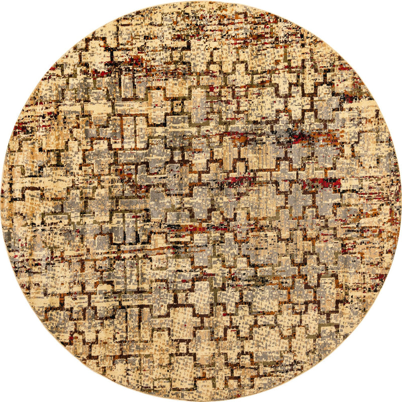 Neptune Elegance Collection Area Rug - Proteus Round Beige Cream lifestyle 33
