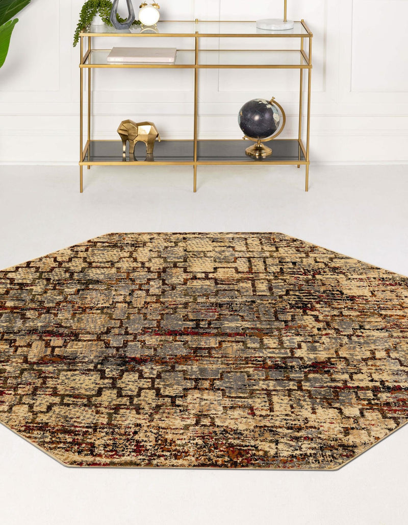 Neptune Elegance Collection Area Rug - Proteus Octagon Beige Cream lifestyle 47