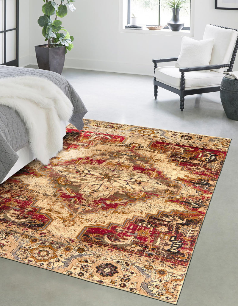 Neptune Elegance Collection Area Rug - Naiad Rectangle Burgundy Beige lifestyle 2