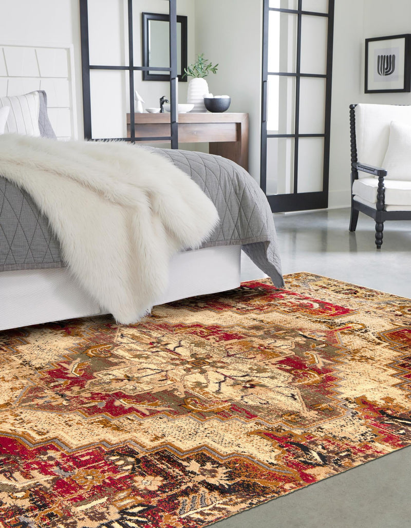 Neptune Elegance Collection Area Rug - Naiad Rectangle Burgundy Beige lifestyle 3