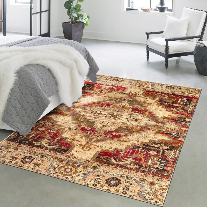 Neptune Elegance Collection Area Rug - Naiad Rectangle Burgundy Beige lifestyle 14