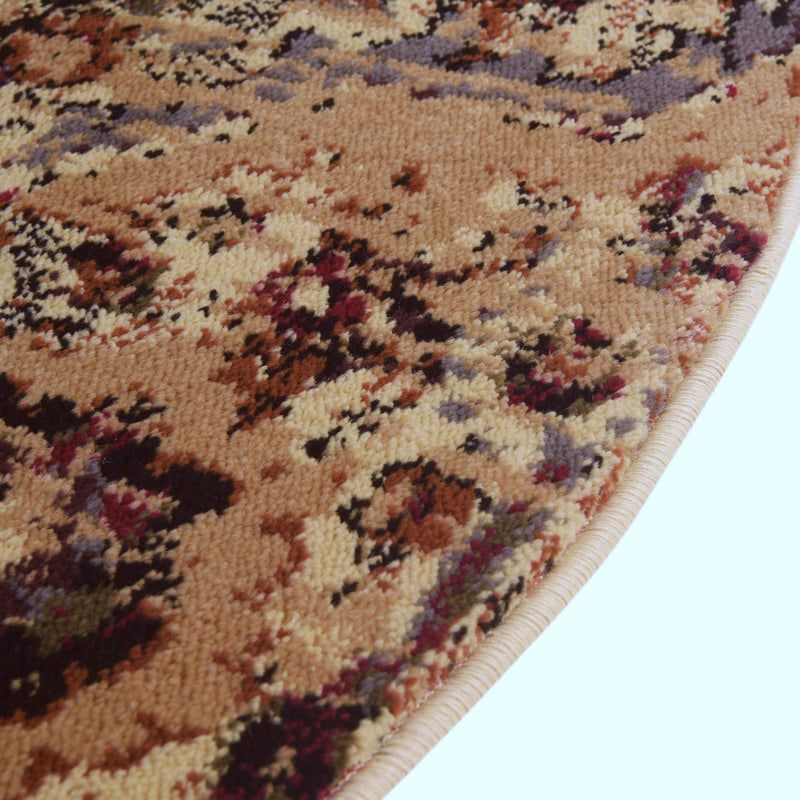 Neptune Elegance Collection Area Rug - Naiad Round Burgundy Beige lifestyle 37