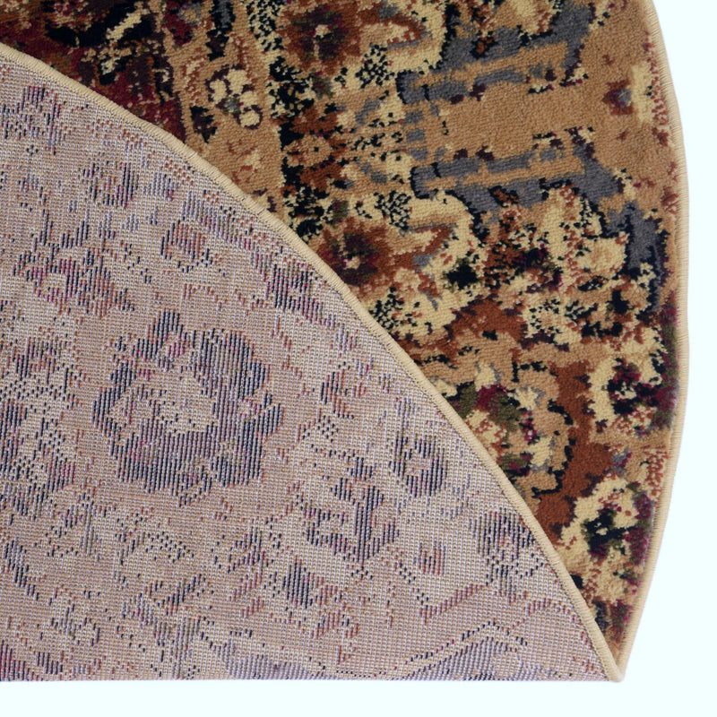Neptune Elegance Collection Area Rug - Naiad Round Burgundy Beige lifestyle 45