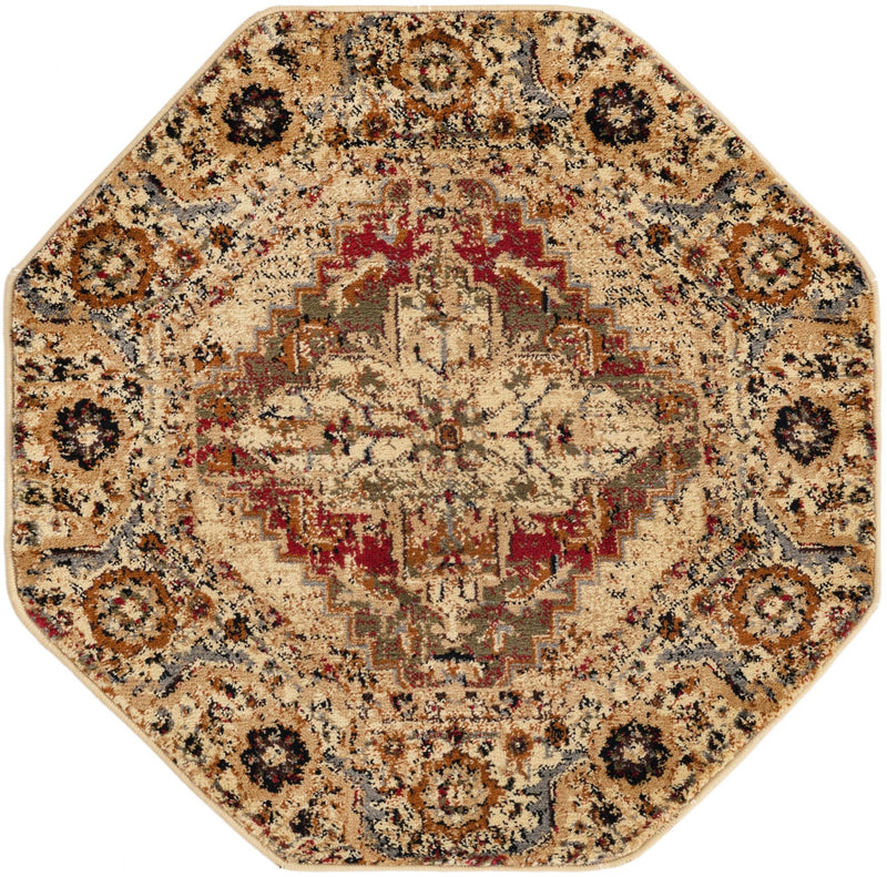 Neptune Elegance Collection Area Rug - Naiad Octagon Burgundy Beige lifestyle 18