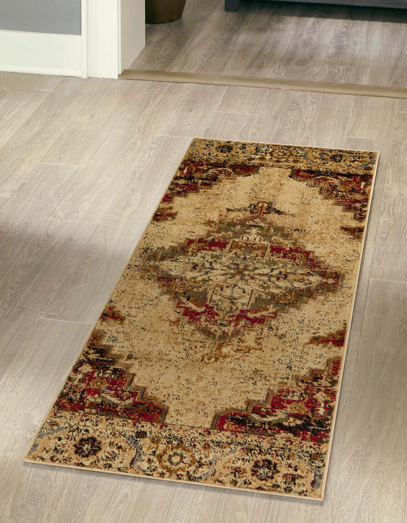 Neptune Elegance Collection Area Rug - Naiad Runner Burgundy Beige lifestyle 23