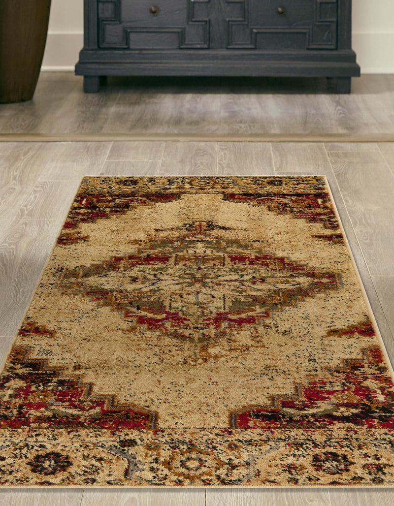 Neptune Elegance Collection Area Rug - Naiad Runner Burgundy Beige lifestyle 27