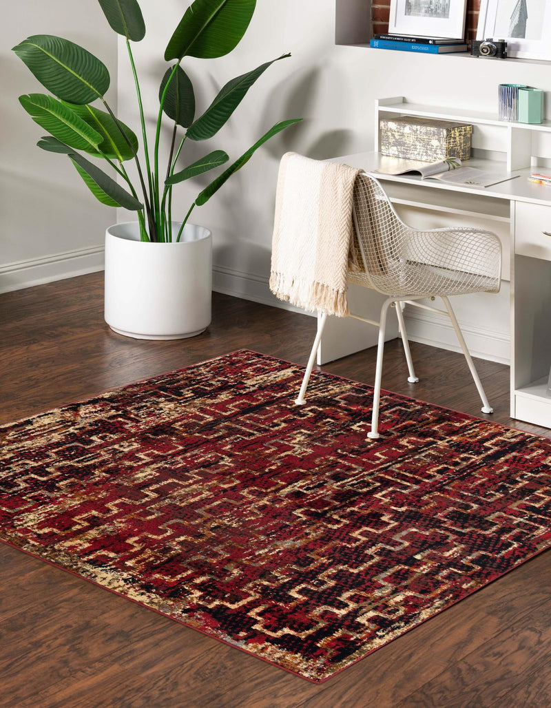 Neptune Elegance Collection Area Rug - Proteus Square Burgundy lifestyle 45