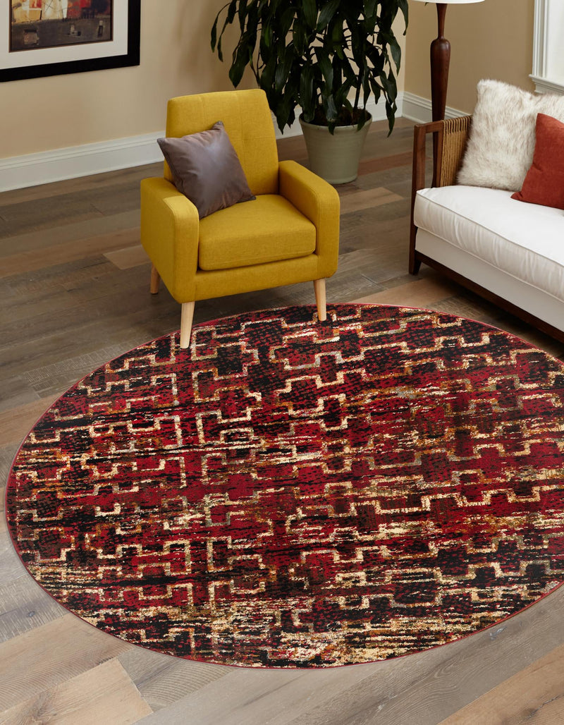 Neptune Elegance Collection Area Rug - Proteus Round Burgundy lifestyle 49