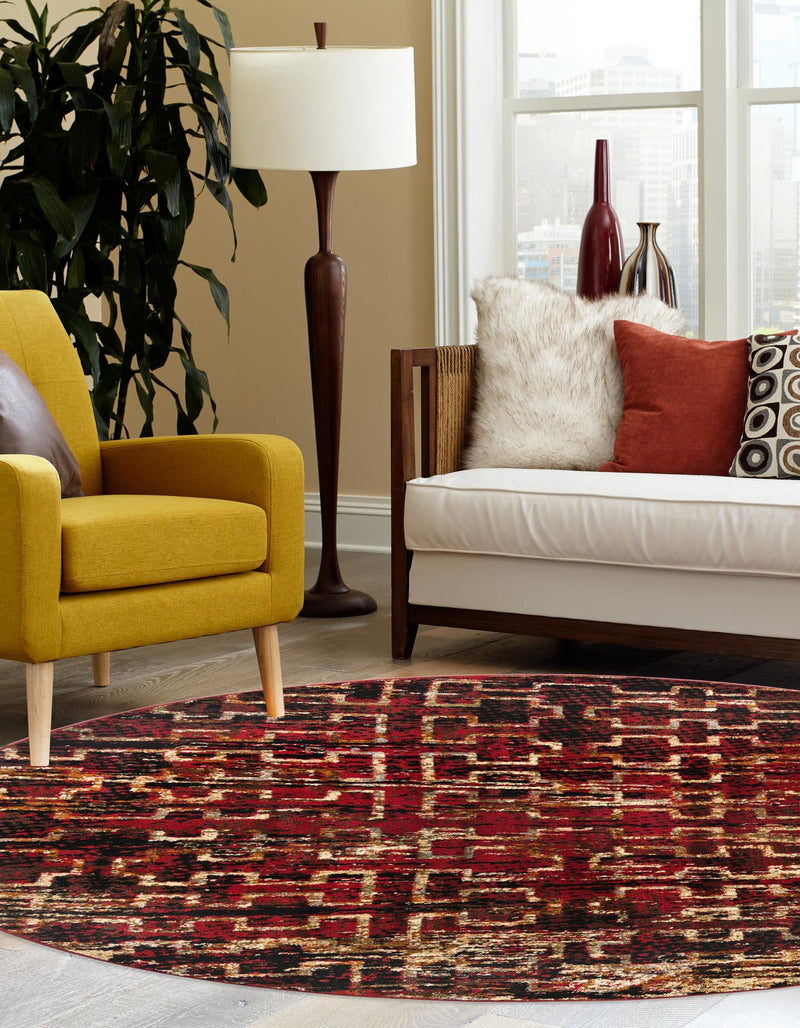 Neptune Elegance Collection Area Rug - Proteus Round Burgundy lifestyle 61