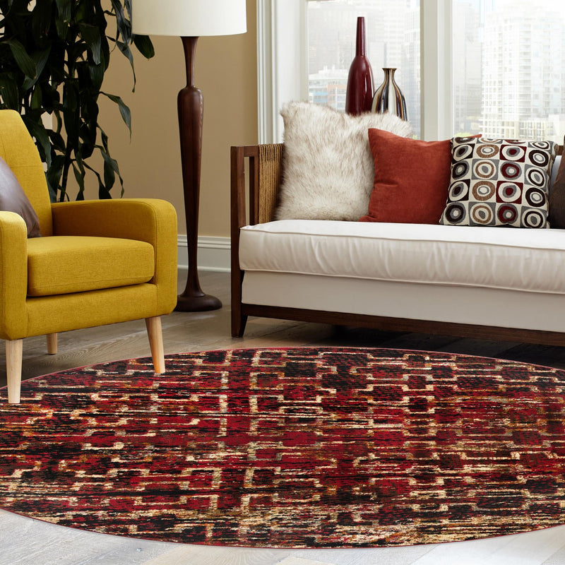 Neptune Elegance Collection Area Rug - Proteus Round Burgundy lifestyle 115