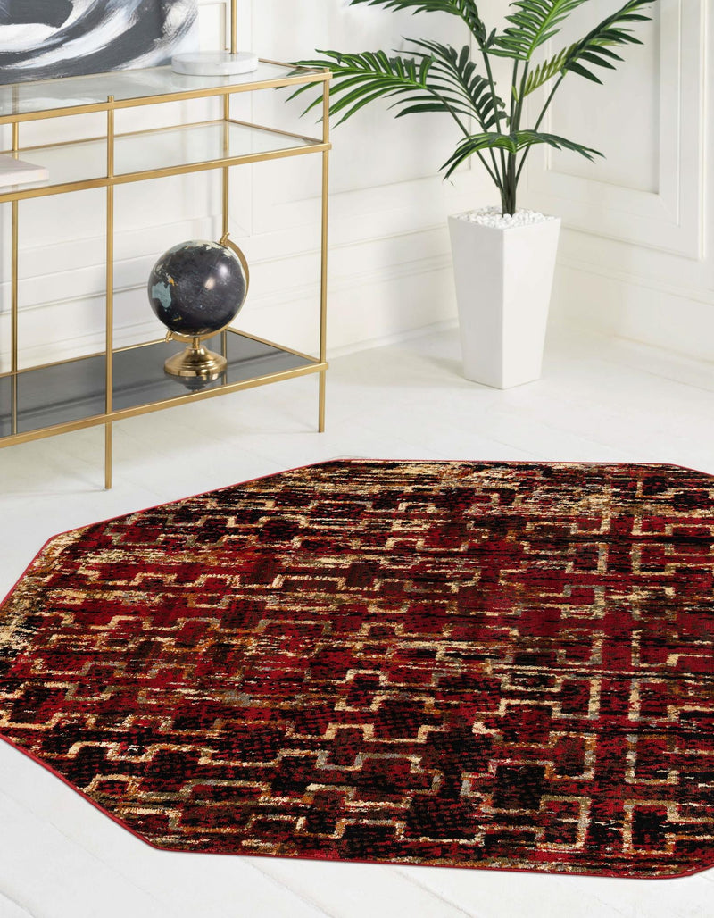 Neptune Elegance Collection Area Rug - Proteus Octagon Burgundy lifestyle 50