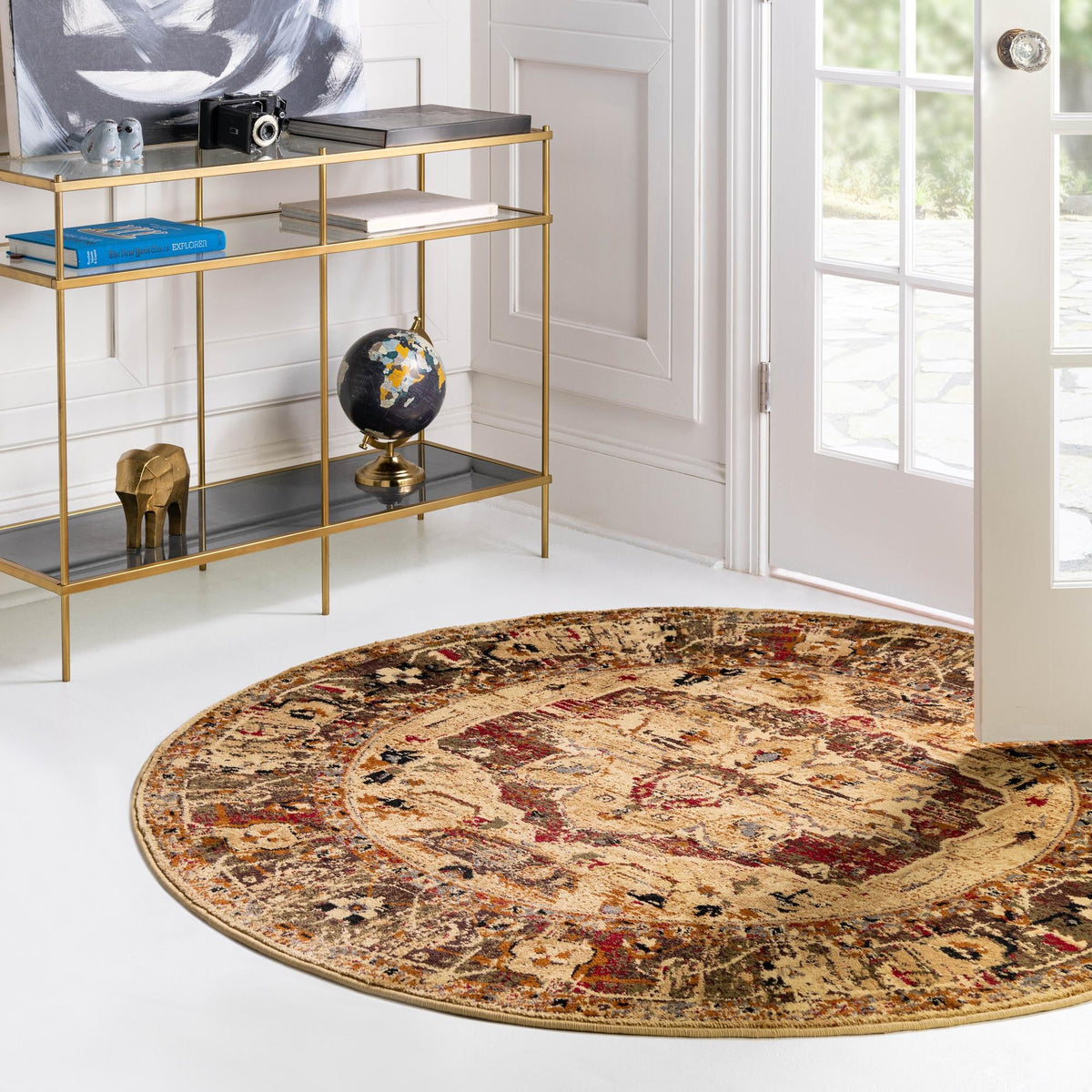 Neptune Elegance Collection Area Rug - Thalassa Round Cream lifestyle 46