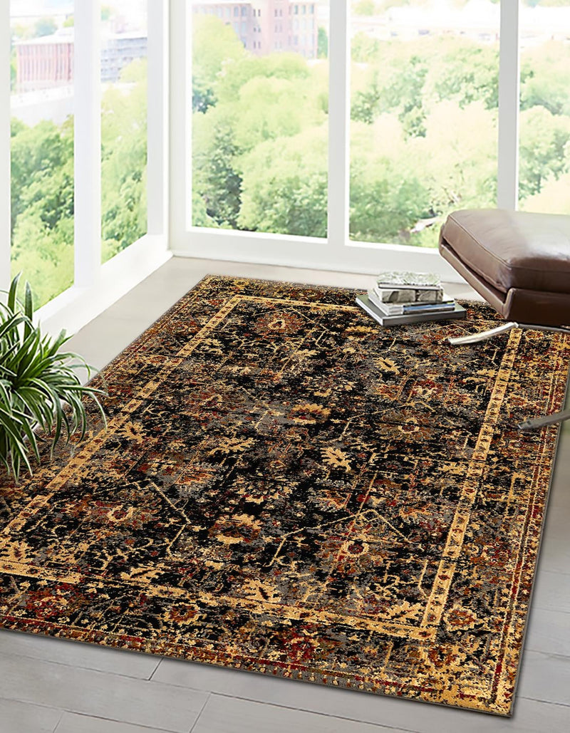 Neptune Elegance Collection Area Rug - Galatea (Black) Rectangle Black lifestyle 2