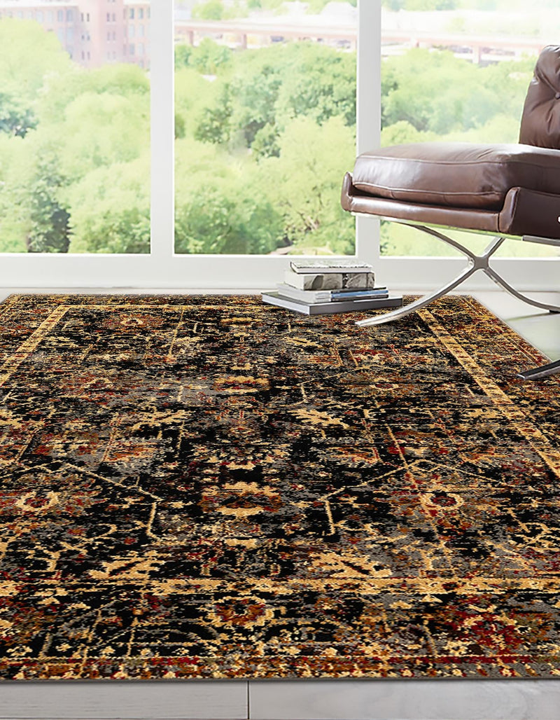 Neptune Elegance Collection Area Rug - Galatea (Black) Rectangle Black lifestyle 3