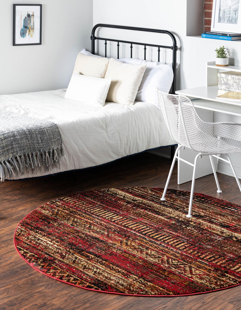 Neptune Elegance Collection Area Rug - Nereid Round Burgundy lifestyle 73
