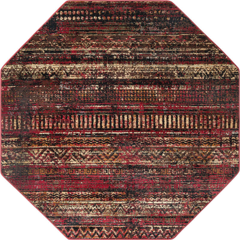 Neptune Elegance Collection Area Rug - Nereid Octagon Burgundy lifestyle 53