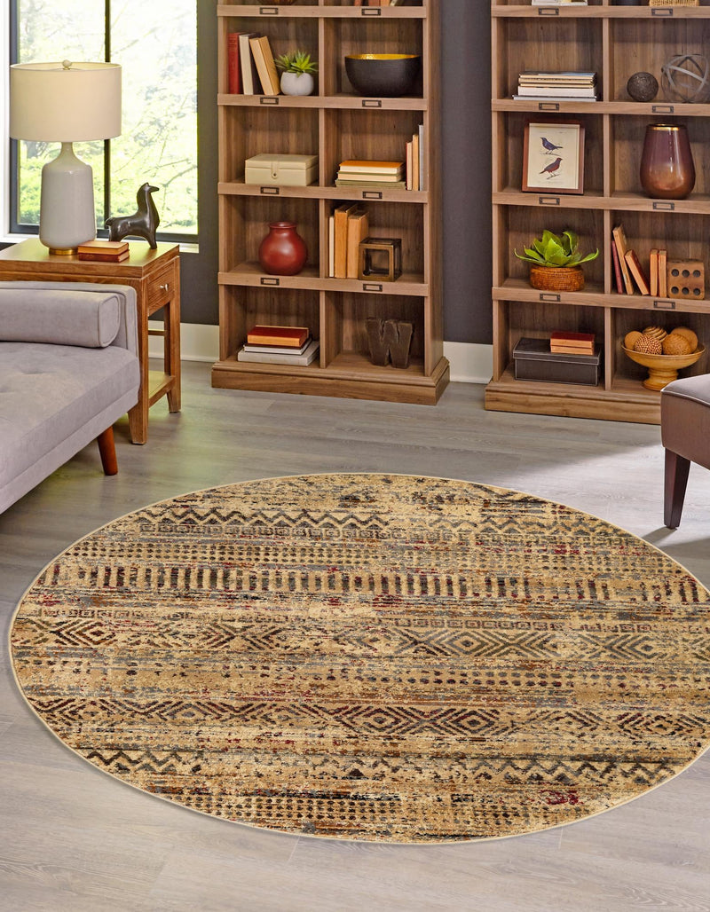 Neptune Elegance Collection Area Rug - Nereid Round Beige lifestyle 68