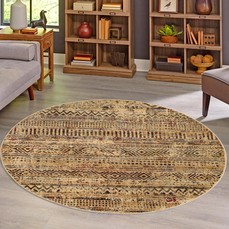 Neptune Elegance Collection Area Rug - Nereid Round Beige lifestyle 113
