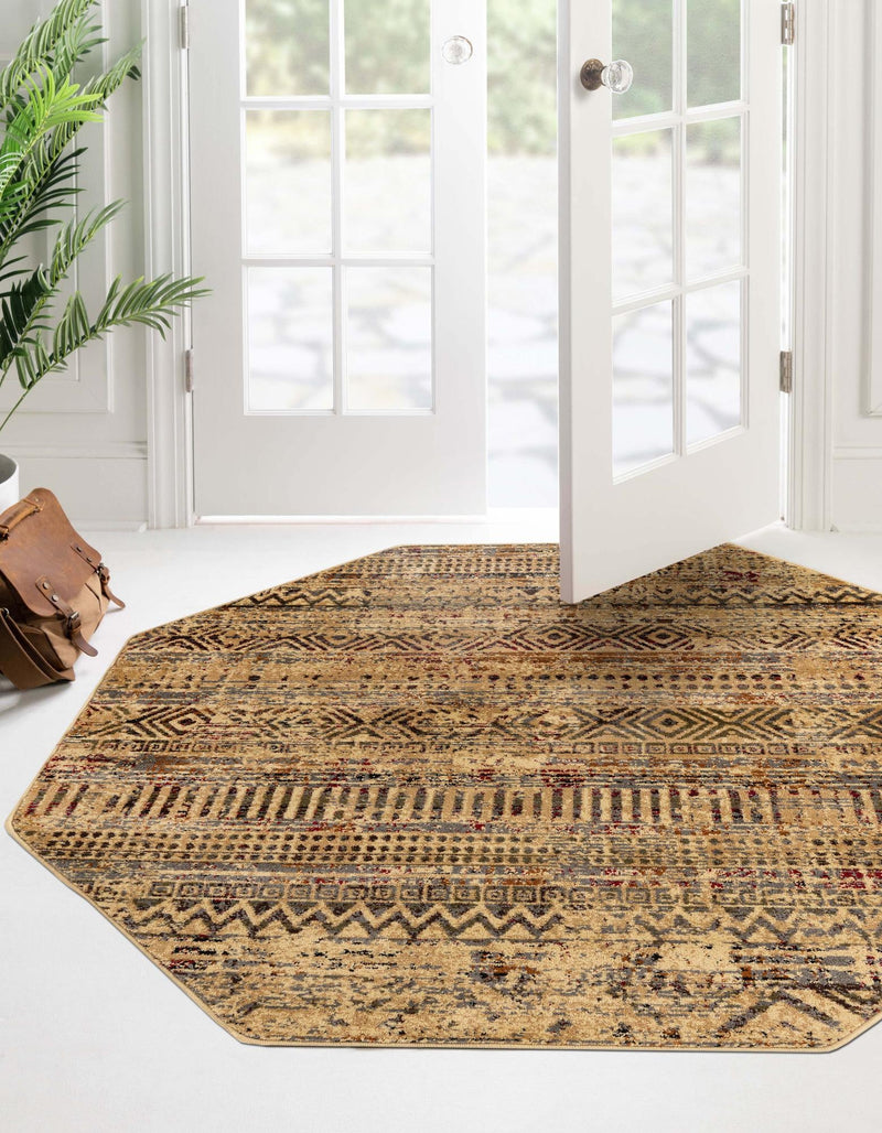 Neptune Elegance Collection Area Rug - Nereid Octagon Beige lifestyle 69