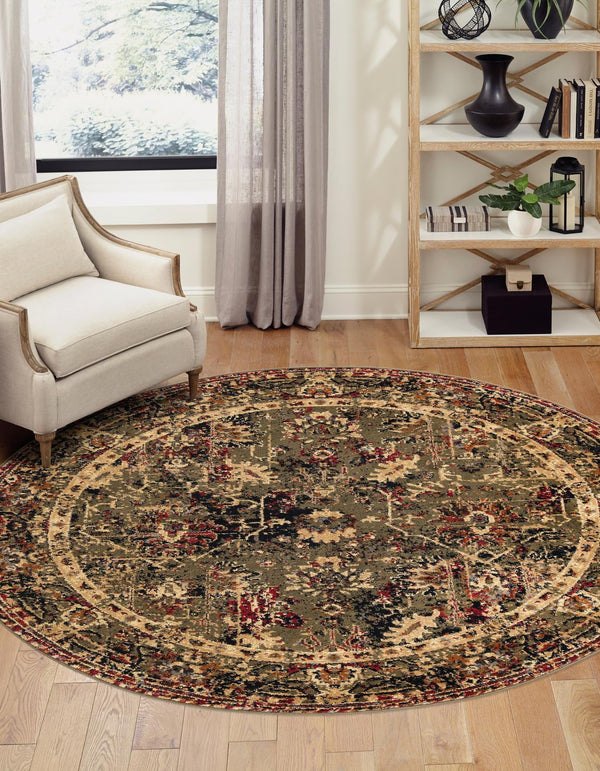 Neptune Elegance Collection Area Rug - Galatea (Green) Round Green lifestyle 19