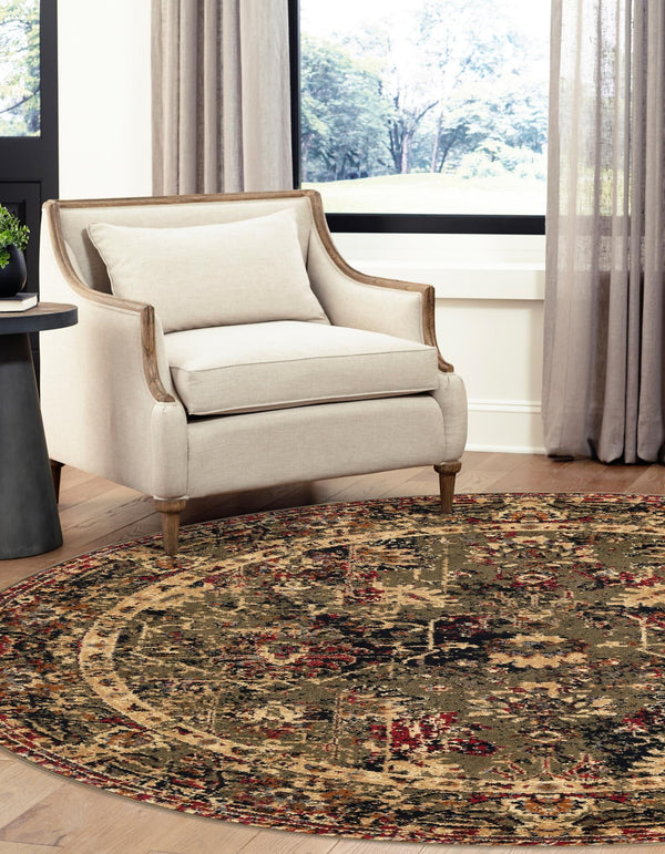 Neptune Elegance Collection Area Rug - Galatea (Green) Round Green lifestyle 23