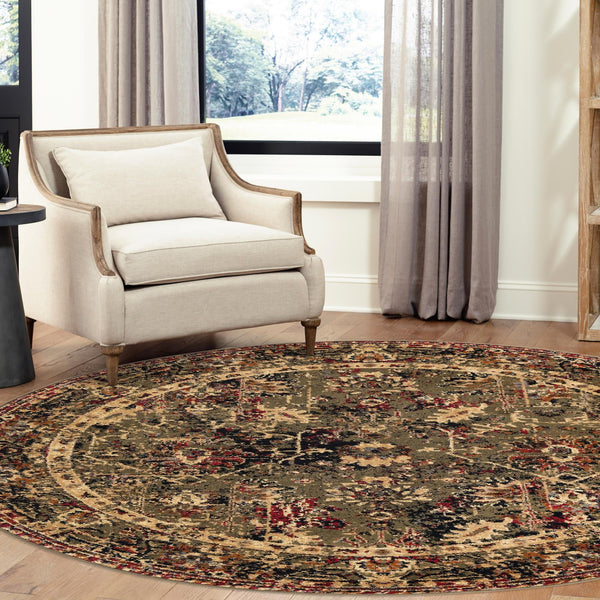 Neptune Elegance Collection Area Rug - Galatea (Green) Round Green lifestyle 69