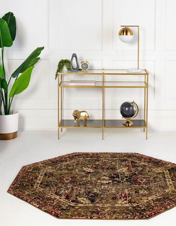 Neptune Elegance Collection Area Rug - Galatea (Green) Octagon Green lifestyle 20