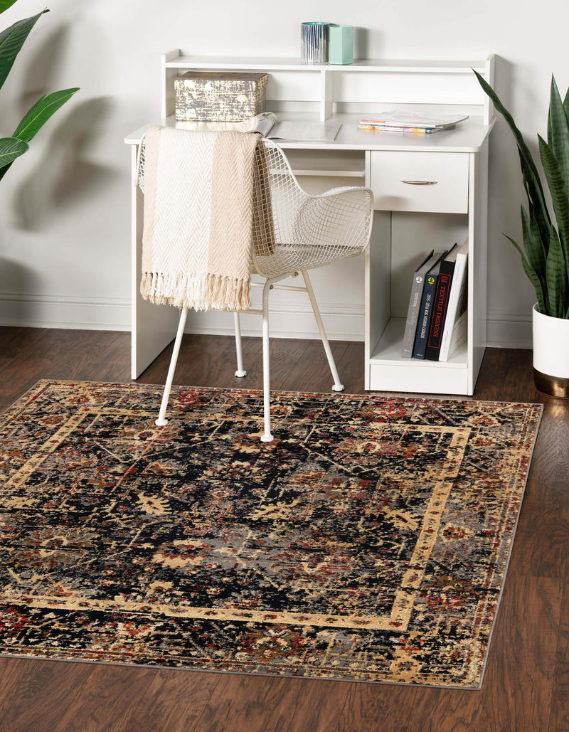 Neptune Elegance Collection Area Rug - Galatea (Black) Square Black lifestyle 20