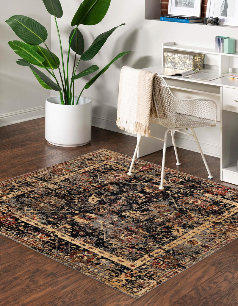 Neptune Elegance Collection Area Rug - Galatea (Black) Square Black lifestyle 24