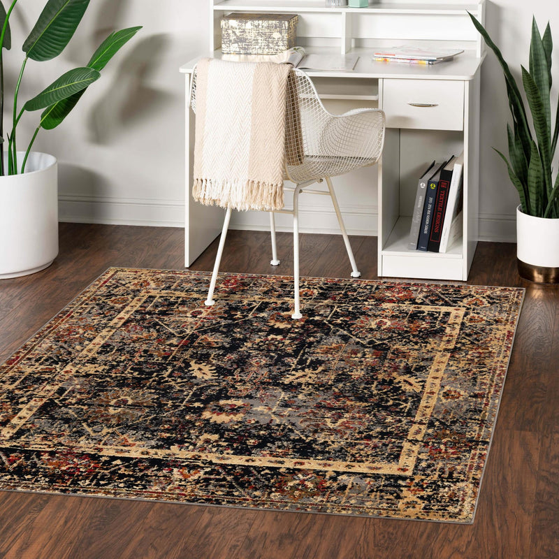 Neptune Elegance Collection Area Rug - Galatea (Black) Square Black lifestyle 67