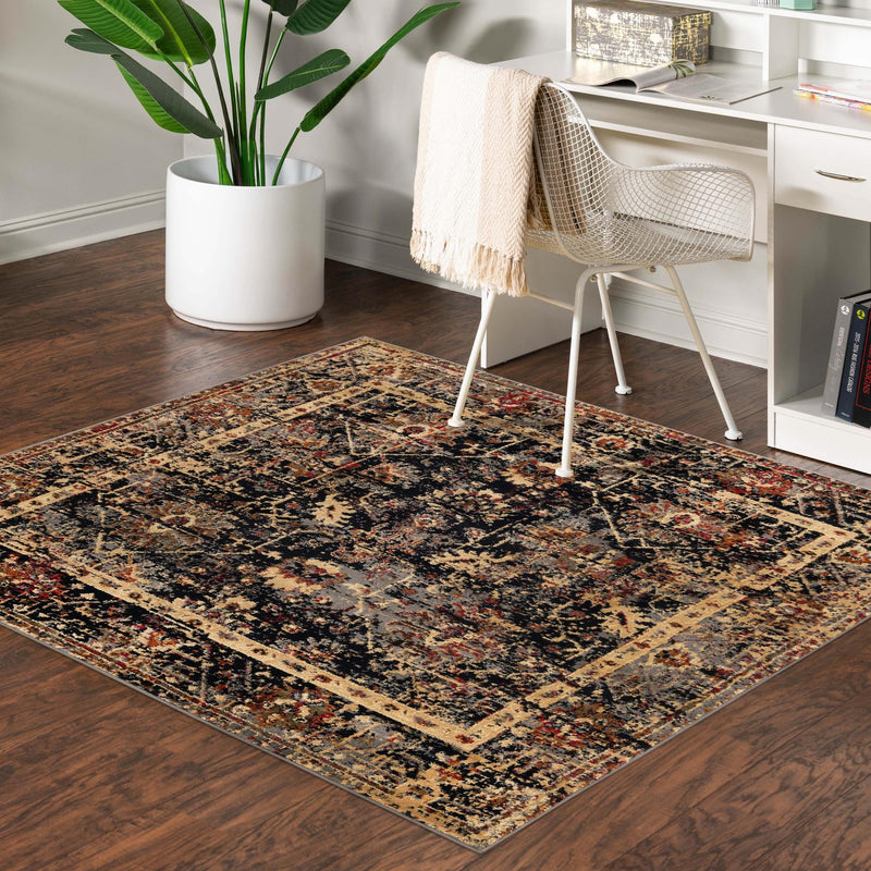 Neptune Elegance Collection Area Rug - Galatea (Black) Square Black lifestyle 69