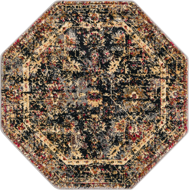 Neptune Elegance Collection Area Rug - Galatea (Black) Octagon Black lifestyle 18