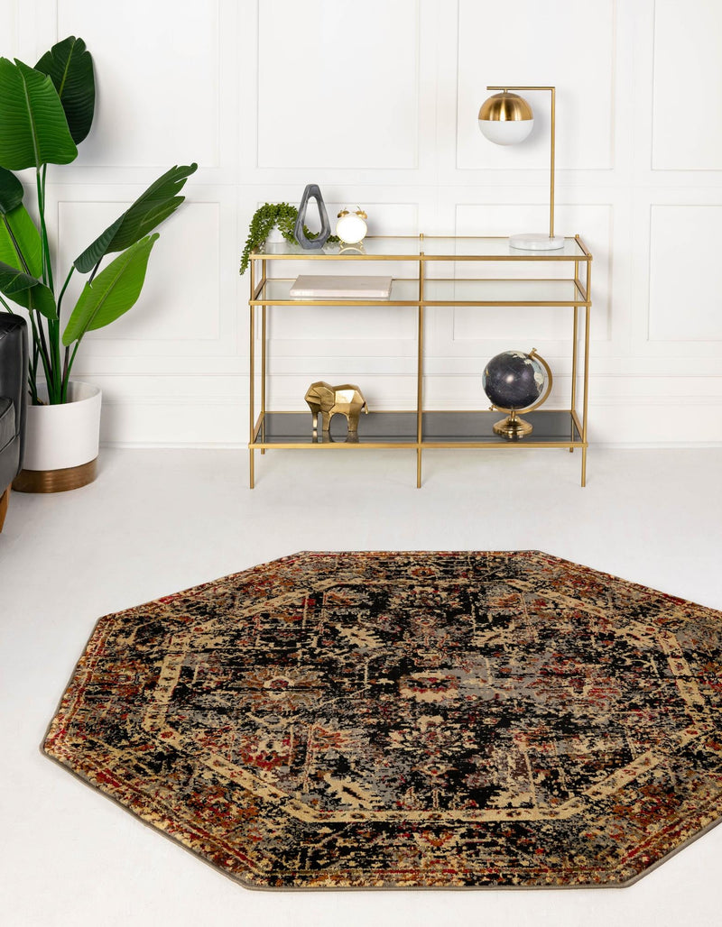 Neptune Elegance Collection Area Rug - Galatea (Black) Octagon Black lifestyle 22