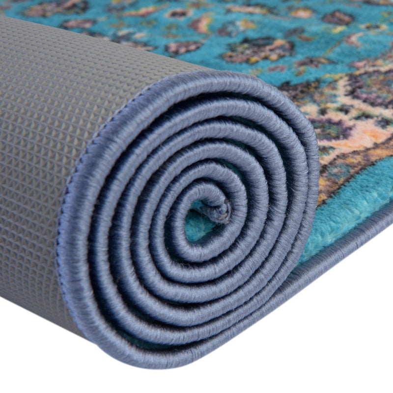 Casablanca Tapestry Collection Area Rug - Marrakech (Arctic Aqua Blue) Rectangle Arctic Aqua Blue lifestyle 11