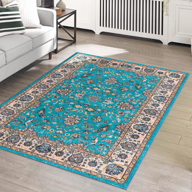 Casablanca Tapestry Collection Area Rug - Marrakech (Arctic Aqua Blue) Rectangle Arctic Aqua Blue lifestyle 14