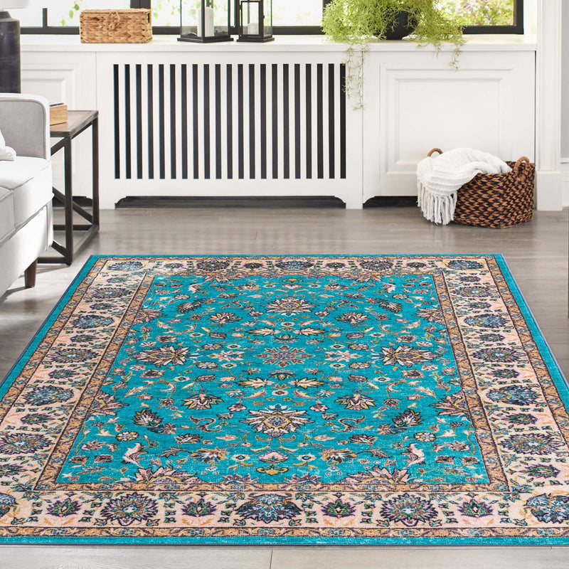Casablanca Tapestry Collection Area Rug - Marrakech (Arctic Aqua Blue) Rectangle Arctic Aqua Blue lifestyle 15