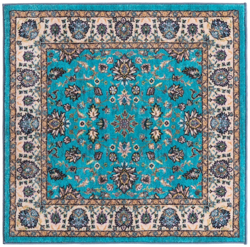 Casablanca Tapestry Collection Area Rug - Marrakech (Arctic Aqua Blue) Square Arctic Aqua Blue lifestyle 16
